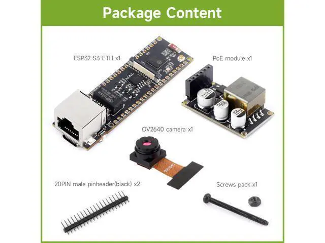 Alt view image 2 of 7 - ESP32-S3 ETH Development Board Microcontroller, 10/100Mbps RJ45 Ethernet Port, W-F & BT Support, 240MHz Dual Core Processor, Onboard Type-C Port and TF Card Slot, OV2640 Camera+PoE Module