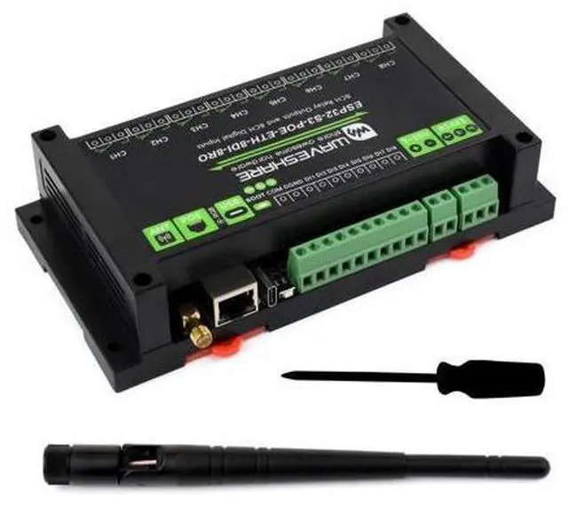 Main image of Waveshare Industrial 8-Channel ESP32-S3 WiFi Relay Module, Isolated RS485 Interface, Xtensa 32-bit LX7 Dual-core Processor, 240MHz, Multiple Isolation Protection Circuits, PoE Ethernet Port