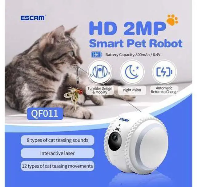 Main image of visiPower 2MP Smart Pet Robot AI Wifi Teasing Cat Movable Camera Night Version 2-Way Audio Tumbler & mobilty Auto Return Self Charging Cat & Dog Recgmesotion Tracking Record Security Camera Cam