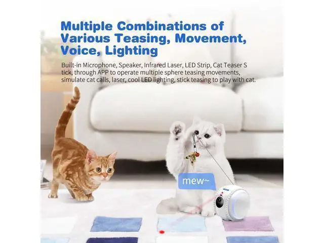 Alt view image 4 of 7 - visiPower 2MP Smart Pet Robot AI Wifi Teasing Cat Movable Camera Night Version 2-Way Audio Tumbler & mobilty Auto Return Self Charging Cat & Dog Recgmesotion Tracking Record Security Camera Cam