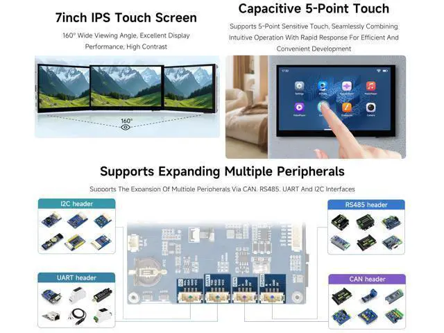 Alt view image 4 of 5 - ESP32-P4-WIFI6 7inch Touch Display Development Board, Based On ESP32-P4 and ESP32-C6, 7" IPS 5-Point Touch Screen, AI Speech Interaction & Wi-Fi 6/BT5, with RS485/CAN/I2C/UART Headers, OV5647 Camera