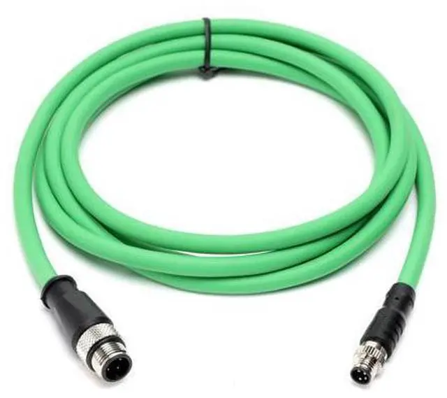 Main image of HangTon A-Code M8 4pin to D-Code M12 4pin EtherNet CAT5e Cable for Beckhoff Actuator Sensor EtherCAT Profinet Fieldbus Industrial Automation Control, 4 Pin Male, PUR Shielded, 8M