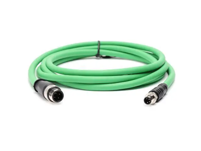 Alt view image 2 of 5 - HangTon A-Code M8 4pin to D-Code M12 4pin EtherNet CAT5e Cable for Beckhoff Actuator Sensor EtherCAT Profinet Fieldbus Industrial Automation Control, 4 Pin Male, PUR Shielded, 8M