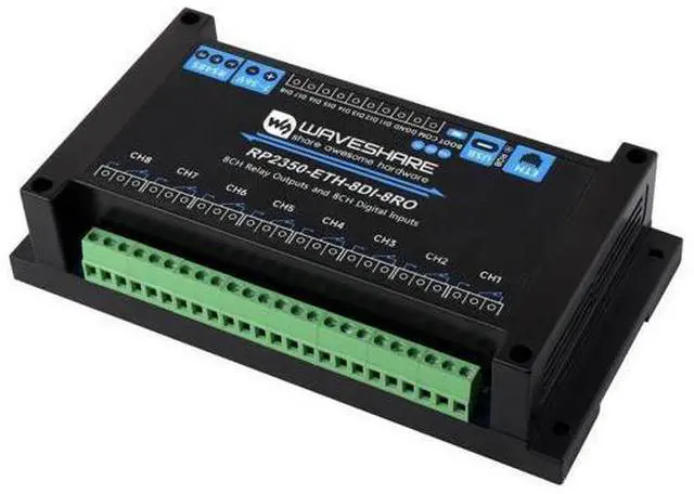 Main image of Waveshare Industrial 8-Channel RP2350 Relay Module, Based on RP2350 Dual-core & Dual-Architecture Microcontroller, Supports Digital Input, RS485, Ethernet and Multiple Isolation Protection
