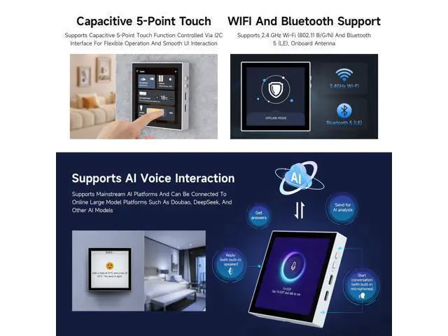 Alt view image 5 of 5 - Waveshare ESP32-S3 Smart 86 Box Development Board, Support 2.4GHz Wi-Fi & Bluetooth BLE 5, Onboard 4inch 480 × 480 Pixel Touch Display, 5-Point Touch, RGB Interface