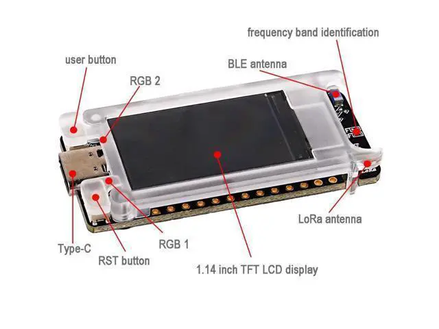 Alt view image 2 of 5 - DIYmalls 915MHz LoRa Mesh Node T114 V2 SX1262 Development Board nRF52840 w/1.14" inch TFT LCD Display + 915 MHz Antenna LoRa for Meshtastic LoRaWAN