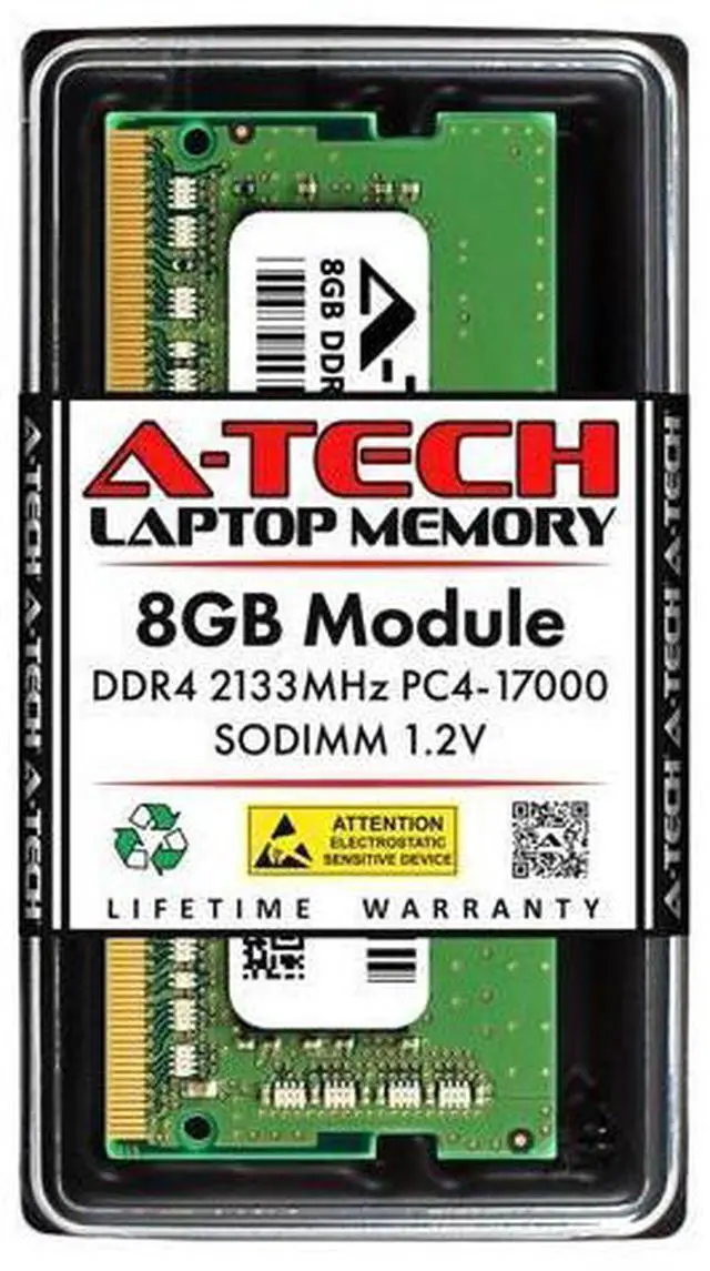 Main image of A-Tech 8GB DDR4 2133 MHz SODIMM PC4-17000 (PC4-2133P) CL15 Non-ECC Laptop RAM Memory Module