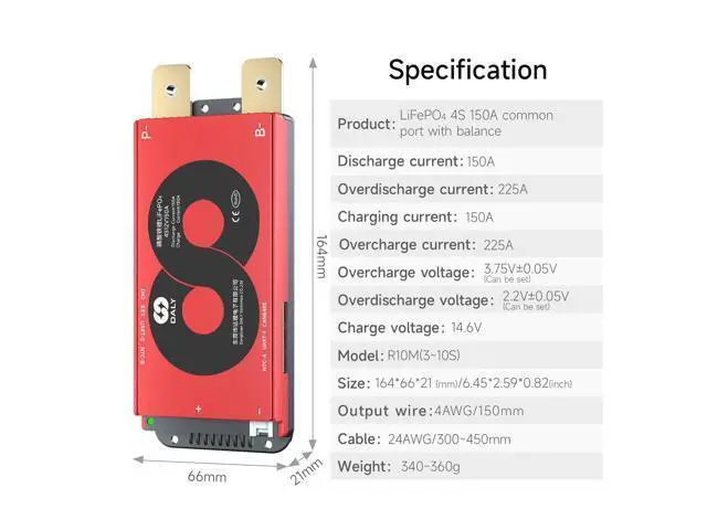 Alt view image 2 of 5 - DALY Smart BMS 4S-16S 40A-500A with WiFi Module and CAN 485 Communication Protection Board for LifePO4 Lithium Battery Pack (Smart BMS 4S 12V150A)