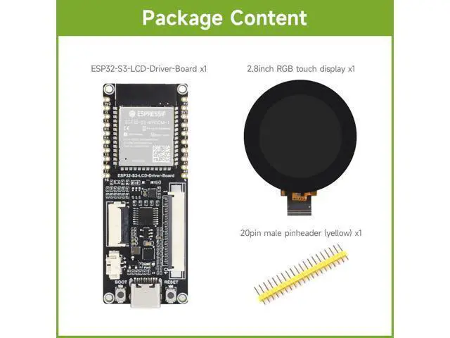 Alt view image 2 of 5 - Waveshare ESP32-S3 RGB LCD Driver Board, Equipped with 32-Bit 240MHz LX7 Dual-Core Processor, 8MB PSRAM and Flash, WiFi & Bluetooth Support, Comes with a 2.8inch RGB Round Touch Display