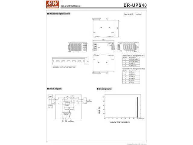 Alt view image 4 of 4 - MW MEAN WELL Plastic Case DR-UPS40 21-29V 40A Supplementary DC UPS DC UPS Module DC-DC Single Output Power Supply (DR-UPS40)