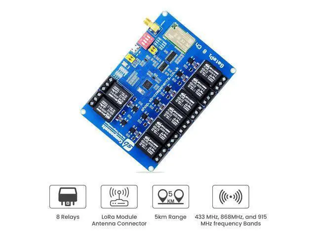 Alt view image 3 of 5 - GatePi 8 Channel - LoRa Based Relay Board 8 Channel Relay with LoRa Module Based on Raspberry Pi 2040 Smart Data Transmission LoRa Module, Transmission up to 5 KM (915MHz)