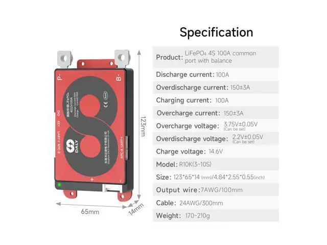 Alt view image 2 of 5 - DALY Smart BMS 4S 12V 100A with WiFi Module and CAN 485 Communication Protection Board for Remote Monitoring of LifePO4 Lithium Battery Pack