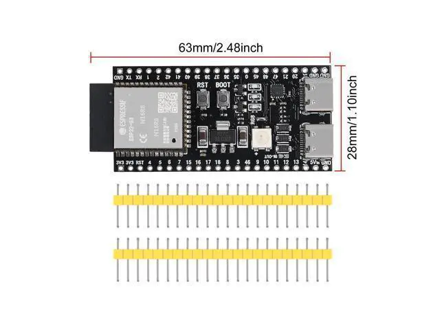 Alt view image 4 of 5 - 10PCS ESP32 ESP32-S3 Development Board Type-C WiFi+Bluetooth Internet of Things Dual Type-C Core Board ESP32-S3-DevKit N16R8 Development Board ESP32-S3 Module