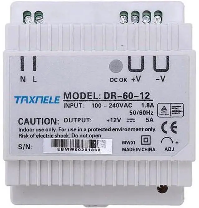 Main image of DIN Rail Power Supply, Switching Power Supply Module DR-60-24 60W Din Rail 24V Backup Single Output 24V AC/DC Rail Mounting Power Supplies Electrical