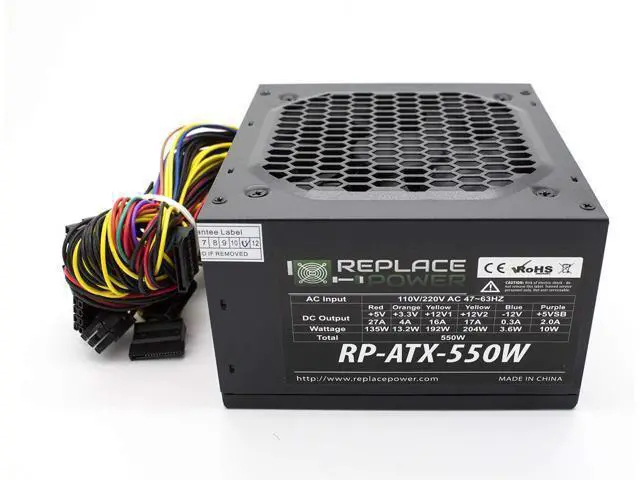 Alt view image 2 of 4 - Replace Power? 550W ATX Power Supply 204pin with SATA Support, Black RP-ATX-550W