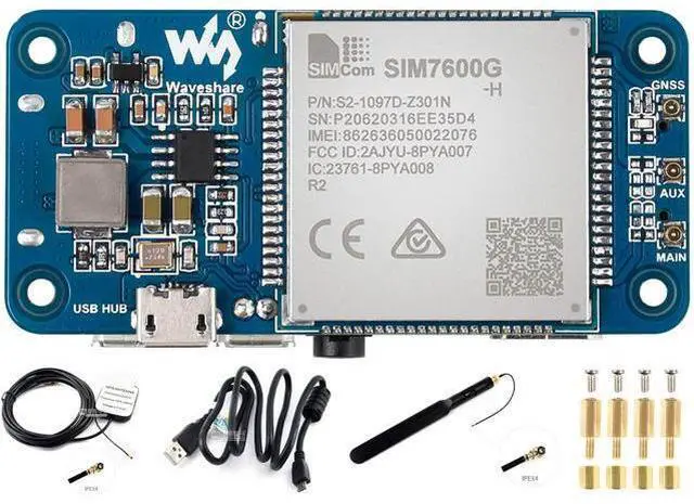 Main image of SIM7600G-H 4G HAT Module for Raspberry Pi and PC,Support LTE Cat-4 4G 3G 2G Communication and GNSS Positioning,Global Band,up to 50Mbps Uplink, 150Mbps Downlink