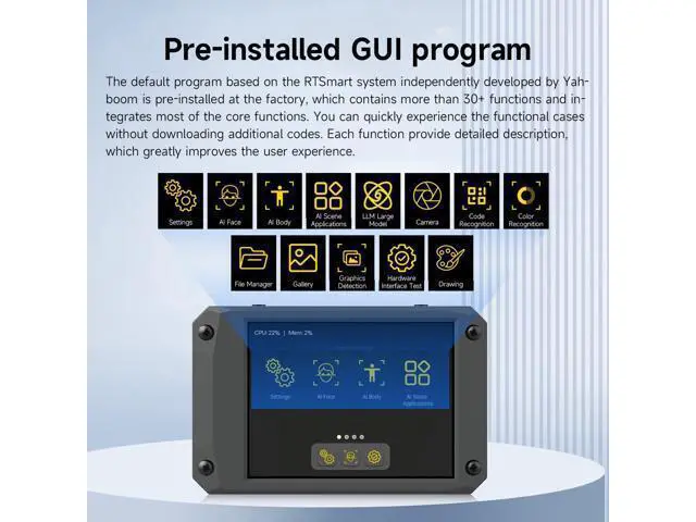 Alt view image 4 of 5 - Yahboom K230 AI Development Board 1.6GHz High-performance chip/2.4-inch Display/Open Source Robot Maker Python, Supports AI Visual Recognition CanMV Sensor (with Adjustable Bracket)