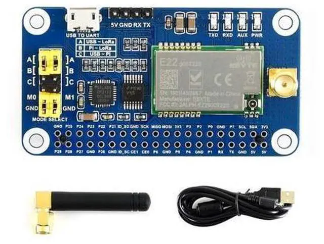 Main image of Waveshare SX1262/SX1268 LoRa HAT, Compatible with Raspberry Pi 5/4B/3B/Zero/Zero W/Zero 2W/Pico/Pico W/Pico WH, UART Interface, SX1262 915M LoRa HAT