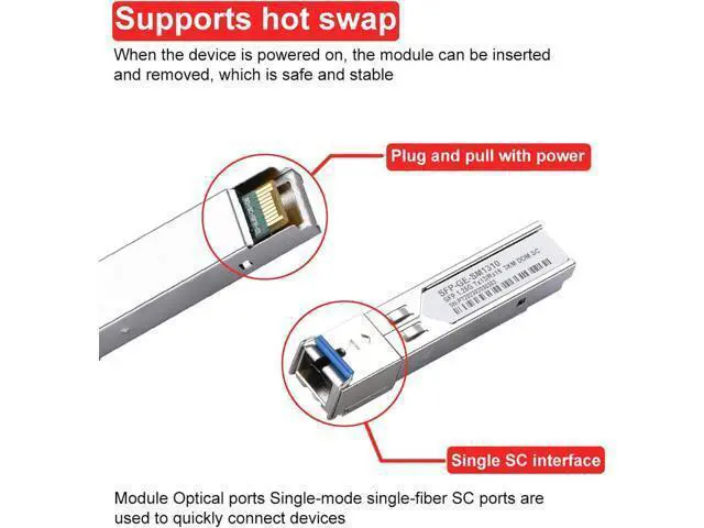 Alt view image 4 of 6 - 6 Pack 3KM SC Connector SFP Module, 1.25G Single-Mode Fiber SC Simplex Connector 1000BASE BiDi 1310nm/1550nm 3km SFP Transceiver Module
