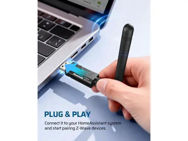 Alt view image 4 of 5 - DEWENWILS 800 Z-Wave Dongle, Long Range S2 USB Stick, Compatible with Home Assistant & Other Smart Home Hubs, Plug & Play USB Controller for DIY Smart Home