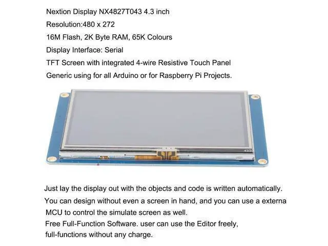 Alt view image 2 of 5 - Ferwooh Nextion Basic Display 4.3'' NX4827T043 4.3inch TFT Resistive Touch Screen Panel 480X272 UART HMI Intelligent LCD Display Module