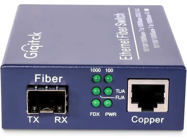 Alt view image 2 of 7 - A Pair Gigabit Ethernet Media Converter, 10/100/1000Mbps Networks Ethernet to Fiber Media Converter, with 2pcs 1000Base-SX SFP Module (1.25Gb/s, Multimode, Dual LC, 850nm, 550m)