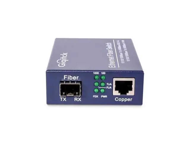 Alt view image 2 of 5 - A Pair Gigabit Ethernet Media Converter, 10/100/1000Mbps Networks Ethernet to Fiber Media Converter, with 2pcs 1000Base-SX SFP Module (1.25Gb/s, Multimode, Dual LC, 850nm, 550m)