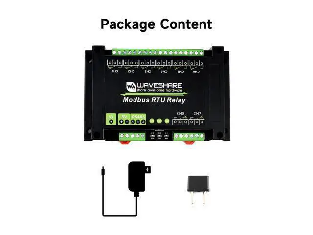 Alt view image 2 of 5 - Waveshare Industrial Modbus RTU 8-ch Relay Module with RS485 Interface Multi Isolation Protection Circuits Comes with an ABS Enclosure