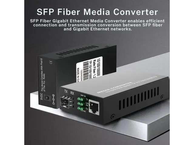 Alt view image 2 of 7 - A Pair of 1.25G/s Bidi Gigabit Single-Mode Fiber Ethernet Media Converter with 2PCS Bidi SFP LC Transceiver Module Included, 10/100/1000Base-Tx to 1000Base-SX SMF RJ45 to SFP Slot up to 30KM