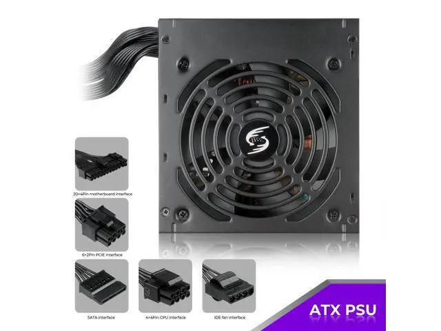 Alt view image 3 of 5 - 500W Power Supply 80 Plus Bronze ATX PSU Non Modular Full Voltage 110/220V Active PFC for Desktop Gaming PC Server