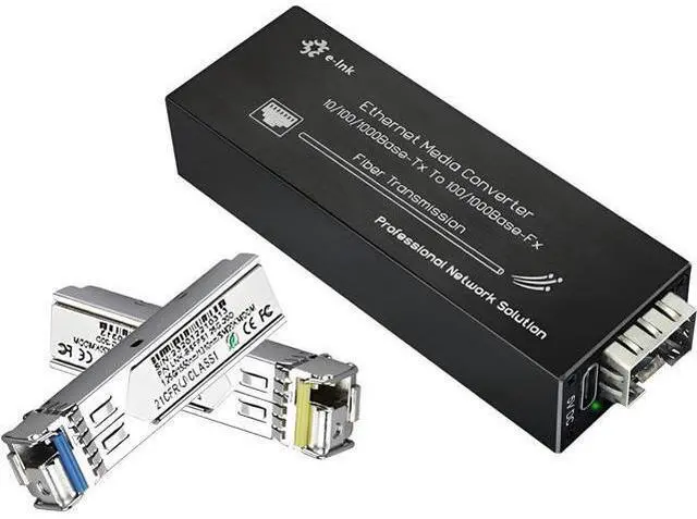 Main image of Elenzk Micro Mini Gigabit Fiber Media Converter, 10/100/1000Mbps Ethernet IP Copper to Fiber Converter with 1310/1550nm Single Mode Single Fiber 20km SFP Modules, DC 5V USB Type-C Power Input