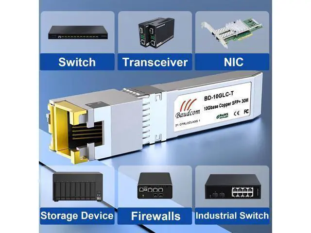 Alt view image 4 of 5 - BAUDCOM SFP to RJ45 10G Copper Module 30meter, 10GBase-T SFP+ Transceiver Compatible for Cisco SFP-10G-T-S, Ubiquiti UniFi UF-RJ45-10G, Netgear, Mikrotik S+RJ10, TP-Link, D-Link (x2, 10GBase-T: 30m)