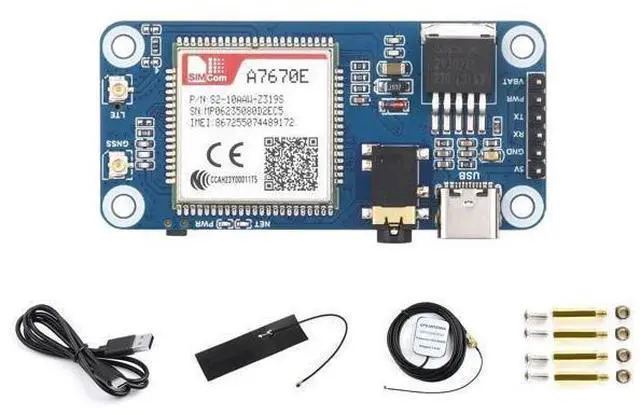 Main image of Waveshare Cat-1/GSM/GPRS/GNSS HAT, Compatible with Raspberry Pi, Based On A7670E Module, LTE Cat-1 / 2G Support, GNSS Positioning