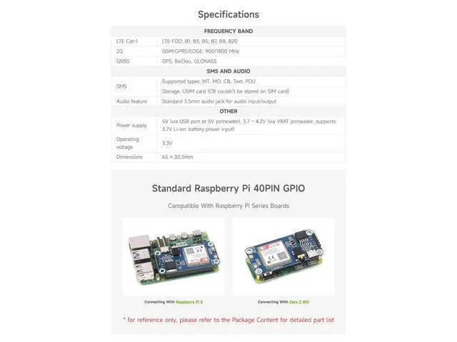 Alt view image 4 of 5 - Waveshare Cat-1/GSM/GPRS/GNSS HAT, Compatible with Raspberry Pi, Based On A7670E Module, LTE Cat-1 / 2G Support, GNSS Positioning