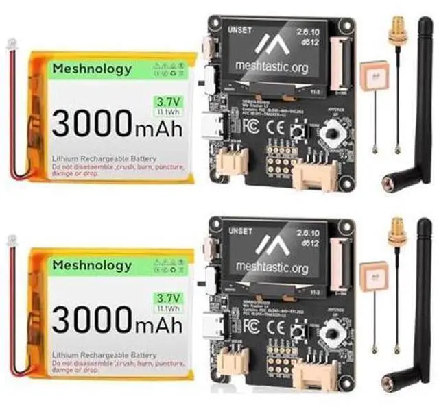Main image of Meshnology Wio Tracker L1 Board with 3000mah Battery SX1262 nRF52840 for Ar duino Meshtastic LoRa, Blue Tooth 5.0 GPS, 1.3" OLED, Support Battery Type-C and Solar Charge, Rich Interface (2 Pack)