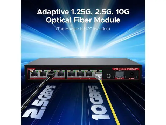 Alt view image 7 of 7 - 2.5G Switch 9 Ports with 1*10Gb switches , 8 Ports 2.5Gb and 1x10G SFP+ Slot, Vlan FunctionEthernet ,Network Switch, 60Gbps Capacity, Splitter| Plug & Play| Fanless Metal Design| Traffic