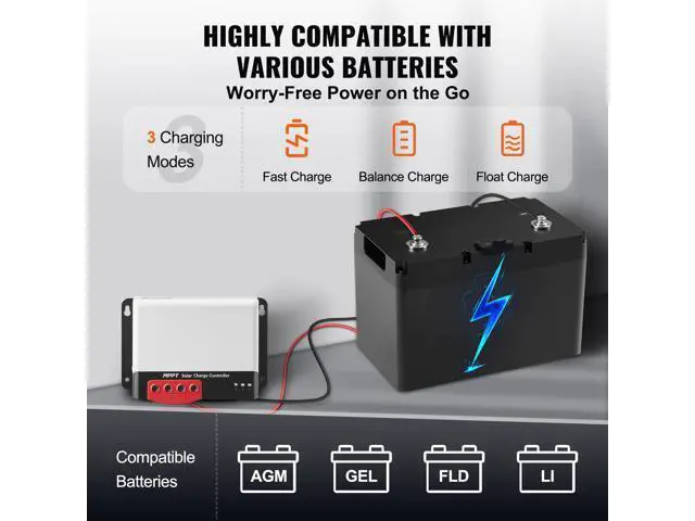 Alt view image 3 of 7 - 50A MPPT Solar Charge Controller, 12V / 24V Auto DC Input, Solar Panel Regulator Charger with Bluetooth Module, 98% Charging Efficiency for Sealed(AGM), Gel, Flooded and Lithium Battery Charging