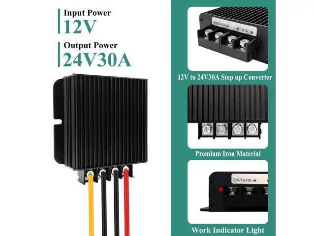 Alt view image 2 of 5 - MZHOU DC 12V to 24V Voltage Converter 30A 720W Voltage Converter 24V Voltage Regulator Boost Module for Radios,Motors,RVs