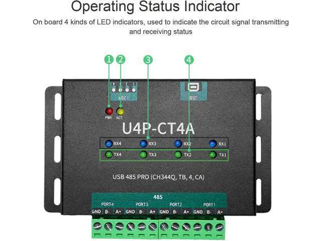 Alt view image 4 of 7 - aqxreight USB to 4 Way for RS485 Converter Adapter Industrial Grade Isolated USB Serial Port Module for Chipset a Mature Solution S Serial Port ModuleIndustrial Grade