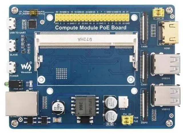Main image of Waveshare Power Over Ethernet PoE Board for Raspberry Pi Compute Module CM3/ CM3L/ CM3+/ CM3+L