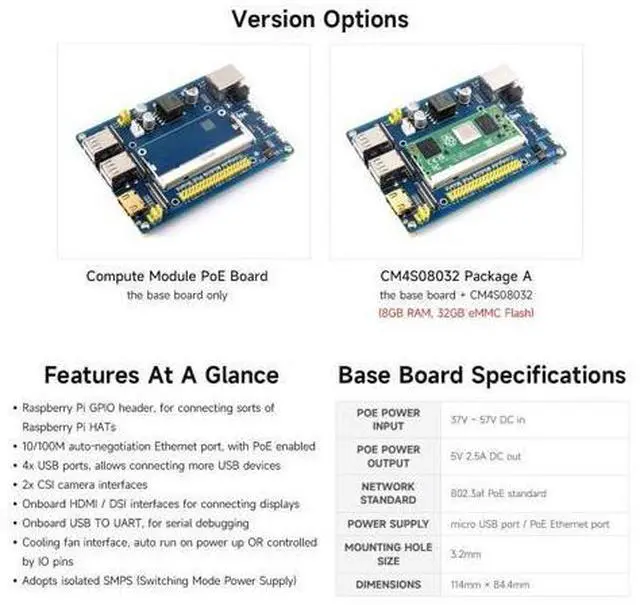 Alt view image 4 of 5 - Waveshare Power Over Ethernet PoE Board for Raspberry Pi Compute Module CM3/ CM3L/ CM3+/ CM3+L