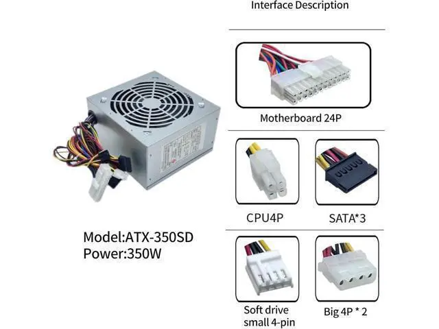 Alt view image 5 of 7 - Computer Power Supply 200W/250W/300W/350W Optional Comprehensive Protections Metal Heatsink Case Computer Power Module