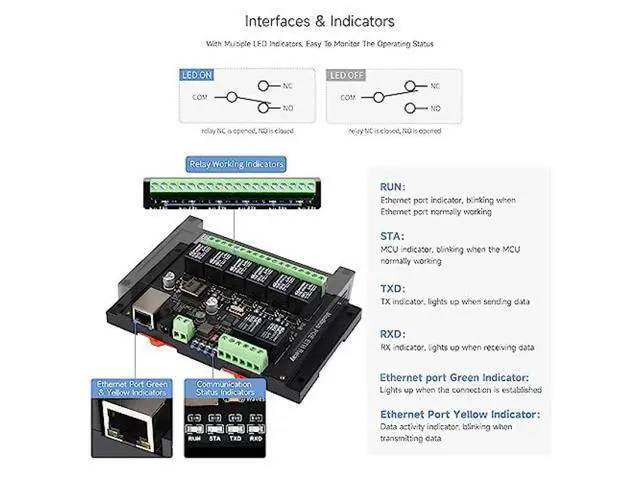 Alt view image 5 of 5 - Waveshare 8-Ch Ethernet Relay Module, Modbus RTU/Modbus TCP Protocol, PoE Port Communication, with Various Isolation and Protection Circuits, Industrial Grade Rail-Mount Case