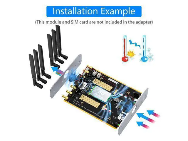 Alt view image 5 of 5 - M.2 to USB 3.0 5G Module Adapter 6 External Antennas, Dual SIM Card Slots, Active Cooling Fan, Auxiliary Power (5-12V), Supports Quectel, Sierra, Gosuncn 5G Modules, for Desktop PC