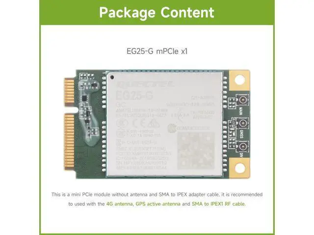 Alt view image 2 of 5 - Waveshare Quectel EG25-G mPCIe Module, LTE Cat 4 Module with PCI Express Mini Card Form Factor, Supports Multiple Wireless Communication Modes, Integrates Multiple Industrial Standard Interfaces