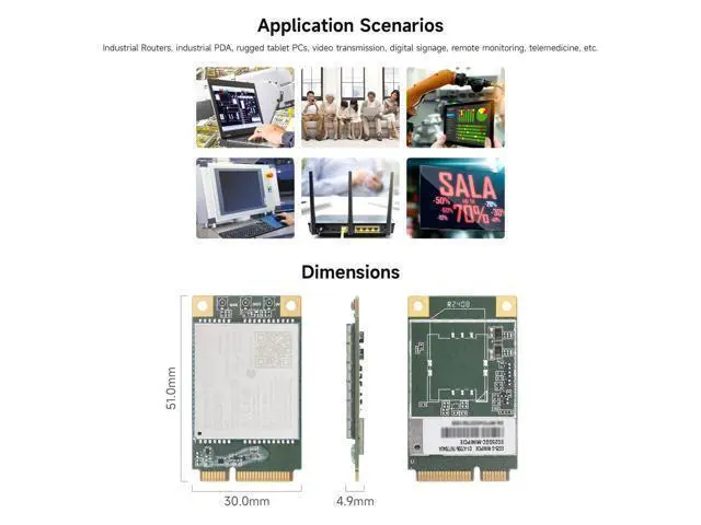 Alt view image 5 of 5 - Waveshare Quectel EG25-G mPCIe Module, LTE Cat 4 Module with PCI Express Mini Card Form Factor, Supports Multiple Wireless Communication Modes, Integrates Multiple Industrial Standard Interfaces