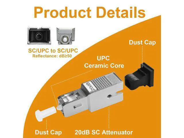Alt view image 3 of 5 - PklzNet 10PCS 20dB SC-UPC Fiber Optical attenuators Single Mode, Male to Female singal Attenuation Connector Fixed Direct Insert Adapter