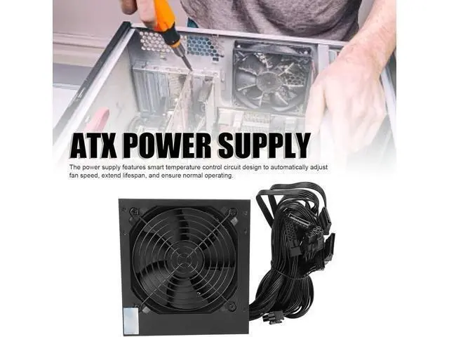 Alt view image 3 of 7 - 500W ATX Power Supply, Smart Temperature Control Circuit Multiple Guard Desktop Power Supply with Fan Speed, for Double and Gaming PCs