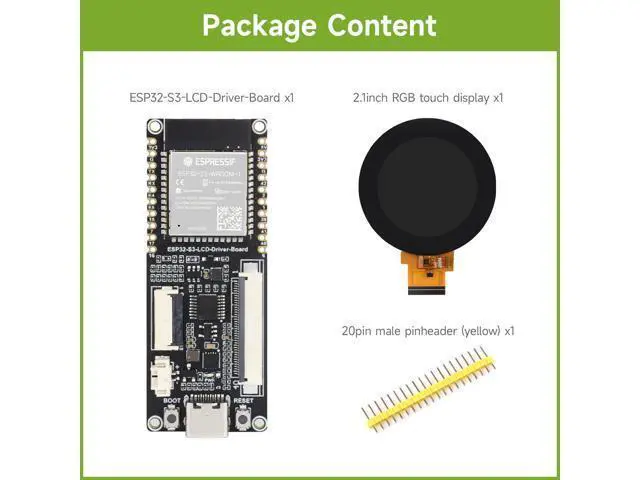 Alt view image 2 of 5 - Waveshare ESP32-S3 RGB LCD Driver Board, Equipped with 32-Bit 240MHz LX7 Dual-Core Processor, 8MB PSRAM and Flash, WiFi & Bluetooth Support, Comes with a 2.1inch RGB Round Touch Display