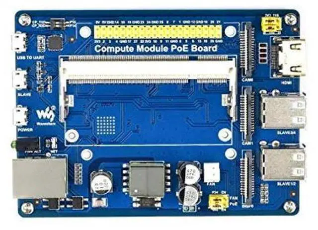 Main image of waveshare Compute Module IO Board with PoE Feature Composite Breakout Board for Developing with Raspberry Pi CM3 / CM3L / CM3+ / CM3+L